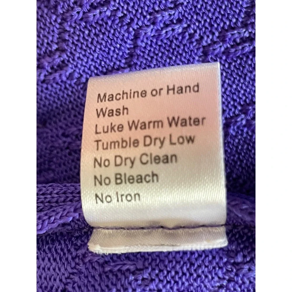 Ming Wang Womens 2pc Set XL Knit Cardigan Tank Purple Crochet Chain Trim